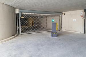 Entrance to the parking lot in the underground garages equipped with terminals