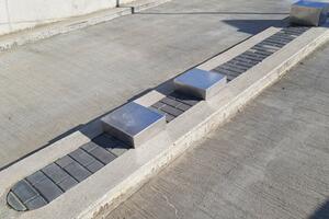 Entrance to the parking lot in the underground garages equipped with terminals