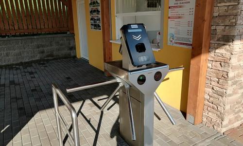 Double turnstile for checking tickets at the swimming pool