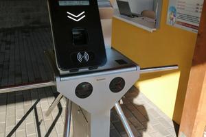 Double turnstile for checking tickets at the swimming pool