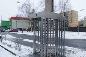 Turnstile doors for the outside entrance to the Olympus campus