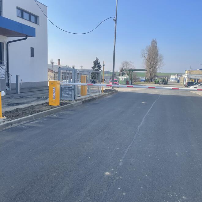 Industrial barrier at the entrance to the industrial complex