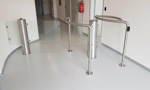 Three types of entrance turnstiles for access to the company premises